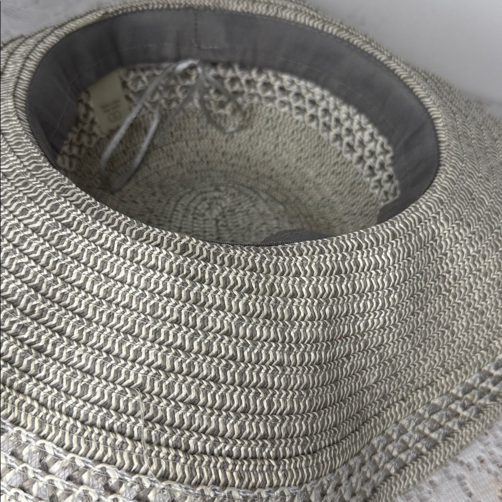 CALIA by Carrie Underwood gray woven wide brim sun hat - Picture 5 of 6